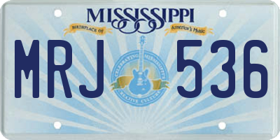 MS license plate MRJ536