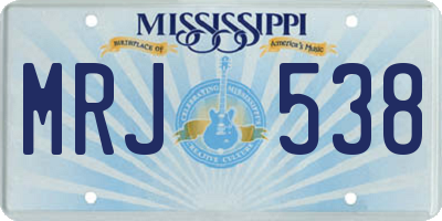 MS license plate MRJ538