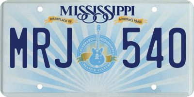 MS license plate MRJ540