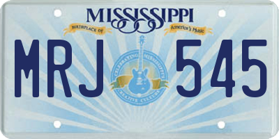 MS license plate MRJ545