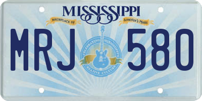 MS license plate MRJ580