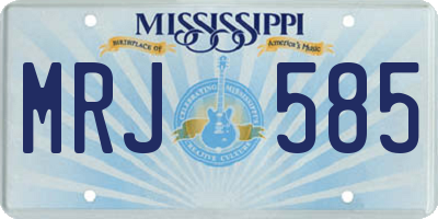 MS license plate MRJ585