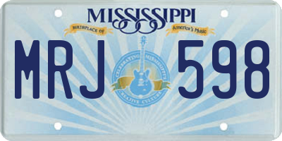 MS license plate MRJ598