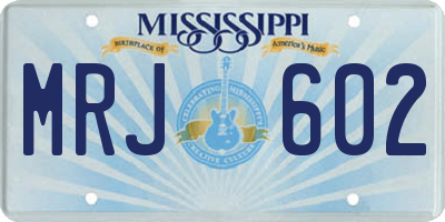 MS license plate MRJ602