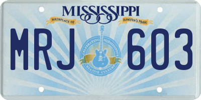 MS license plate MRJ603
