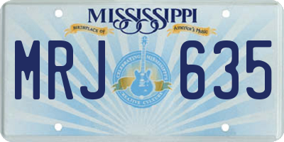 MS license plate MRJ635