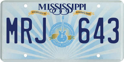 MS license plate MRJ643