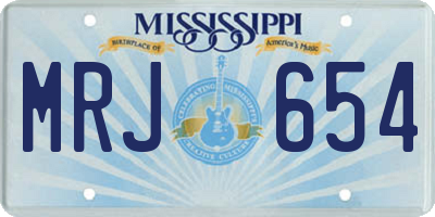 MS license plate MRJ654