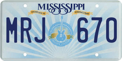 MS license plate MRJ670