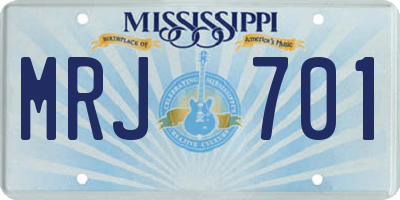 MS license plate MRJ701