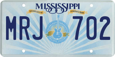 MS license plate MRJ702