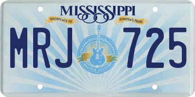 MS license plate MRJ725