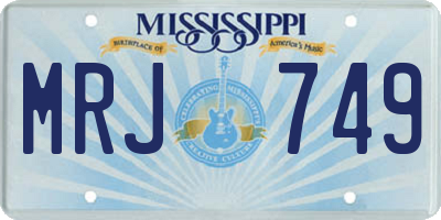 MS license plate MRJ749