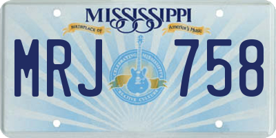 MS license plate MRJ758