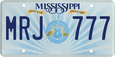 MS license plate MRJ777