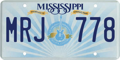 MS license plate MRJ778