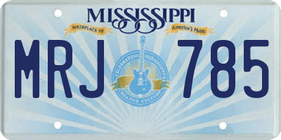 MS license plate MRJ785