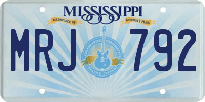 MS license plate MRJ792