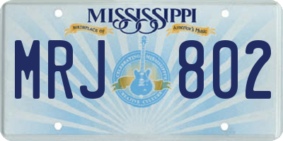 MS license plate MRJ802