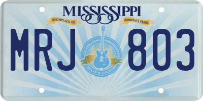 MS license plate MRJ803
