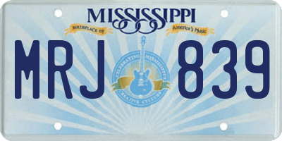 MS license plate MRJ839