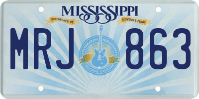 MS license plate MRJ863