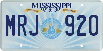 MS license plate MRJ920