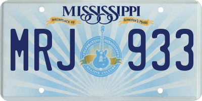 MS license plate MRJ933