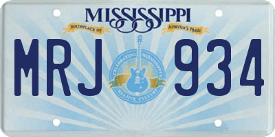 MS license plate MRJ934