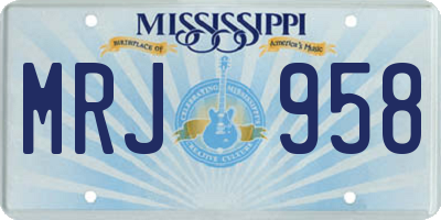 MS license plate MRJ958