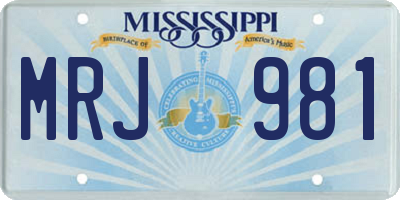 MS license plate MRJ981