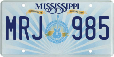 MS license plate MRJ985
