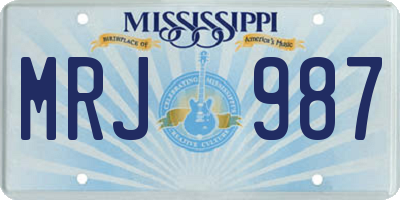MS license plate MRJ987