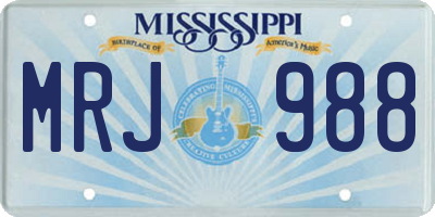 MS license plate MRJ988
