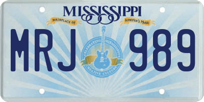 MS license plate MRJ989