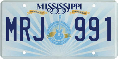 MS license plate MRJ991