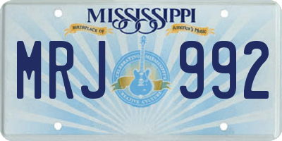MS license plate MRJ992