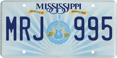 MS license plate MRJ995