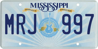 MS license plate MRJ997