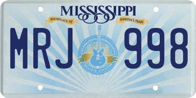 MS license plate MRJ998