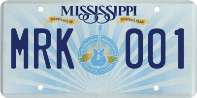 MS license plate MRK001