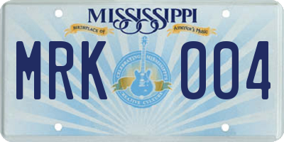 MS license plate MRK004