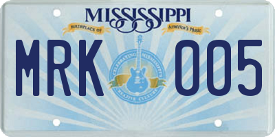 MS license plate MRK005