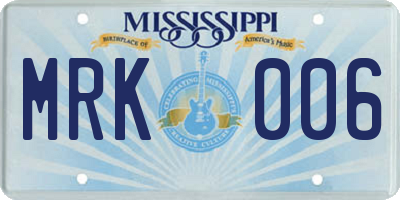 MS license plate MRK006