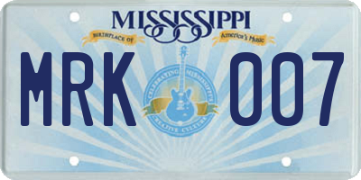 MS license plate MRK007