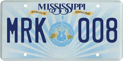MS license plate MRK008