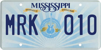 MS license plate MRK010