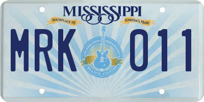 MS license plate MRK011
