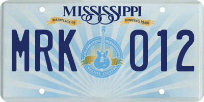MS license plate MRK012