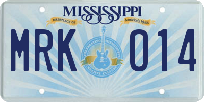 MS license plate MRK014